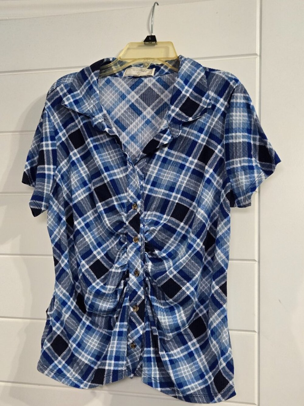 No Comment NY LA Women's 1X Cinched Front Button Up Shirt